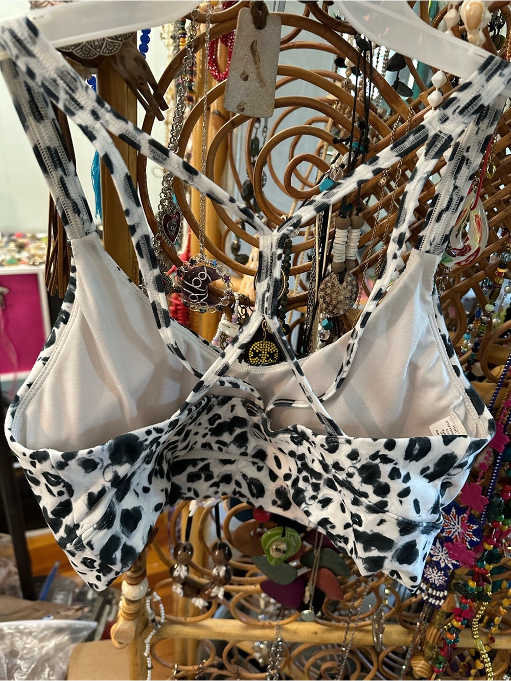 Marika Black and White Leopard Print Strappy Sports Bra - Picture 5 of 6